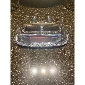 Vintage Irving ware silver chrome butter dish